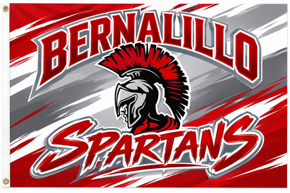 Bernalillo Spartans Red & White Flag